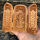 Taoist exquisitely carved jujube wood Nine Heavens Yingyuan Thunder Universalization Tianzun three-open jujube wood statue Lei Zu ornaments portable god