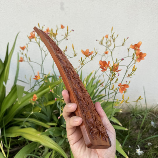 Taoist supplies, jujube wood, Chao Jian, carved Tai Chi, Eight Diagrams, Shuanglong, Chaoban playing board, relief carving, Taoist supplies