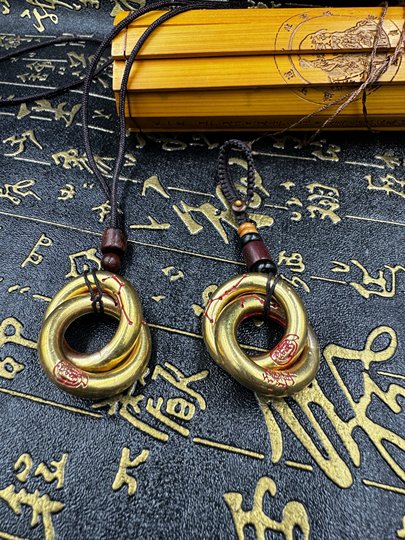 Taoist supplies copper universe circle crape myrtle taboo seven-star copper universe circle yin and yang ring pendant car hanging key chain pendant