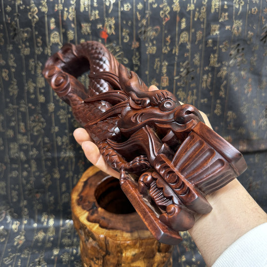 Taoist supplies natural jujube wood faucet hand stove hand-held incense burner water and land magic weapon lotus hand burner finely carved dragon hand burner