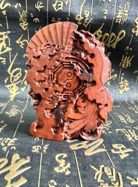 道家用品雷击枣木雷祖摆件手工描金九天应元雷声普化天尊像手把件