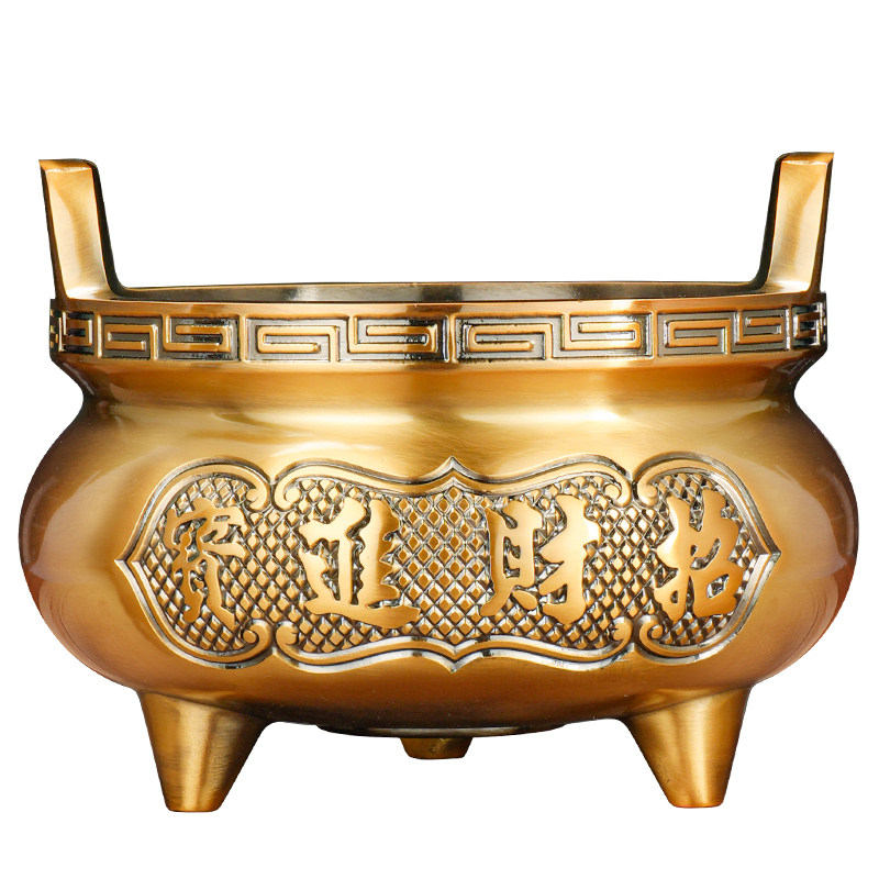 纯黄铜合金香炉上香家用室内宣德鼎炉三足招财神爷供奉佛香火专用,淘宝优惠券,粉丝福利购,淘宝优惠卷