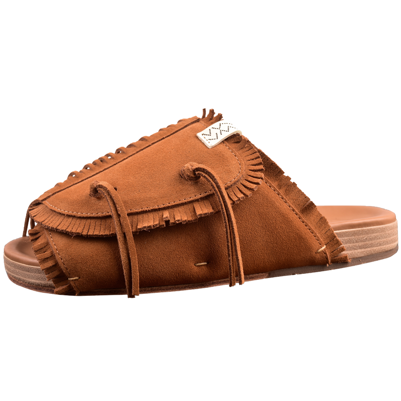 visvim cantq厚底增高流苏真皮鞋底拖鞋潮牌男一字拖外穿鞋子凉鞋 - 图3