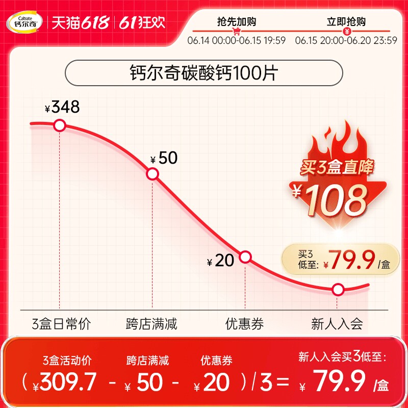 钙尔奇碳酸钙d3片钙片补钙维生素d 钙尔奇药品维矿物质