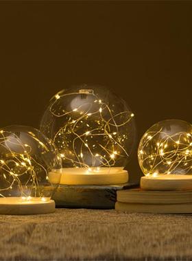 创意家居装饰品火树银花小夜灯串线情人节礼物透明防尘玻璃罩摆件