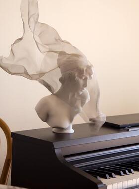 北欧轻奢面纱少女雕塑中古客厅电视柜玄关石膏雕像高级艺术品摆件