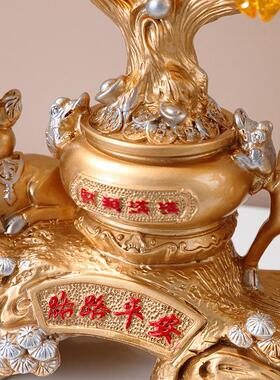 欧式对鹿水晶发财树客厅电视柜酒柜装饰摆件家居摆设招财开业礼物