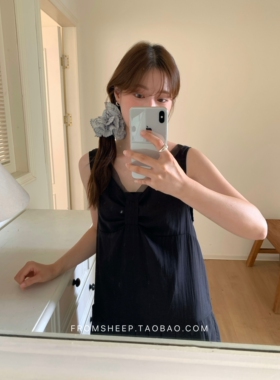 FromSheep韩系双层格纹气质发圈