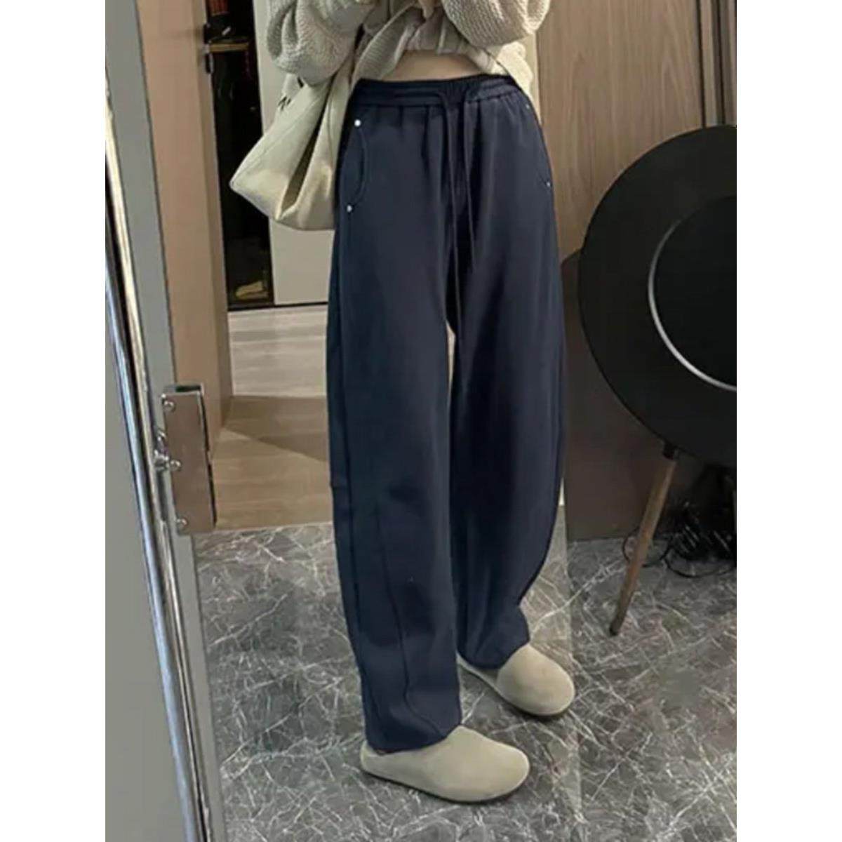 韩国大码加绒弯刀卫裤女秋冬显瘦宽松休闲直筒阔腿裤香蕉镰刀裤子,淘宝优惠券,粉丝福利购,淘宝优惠卷