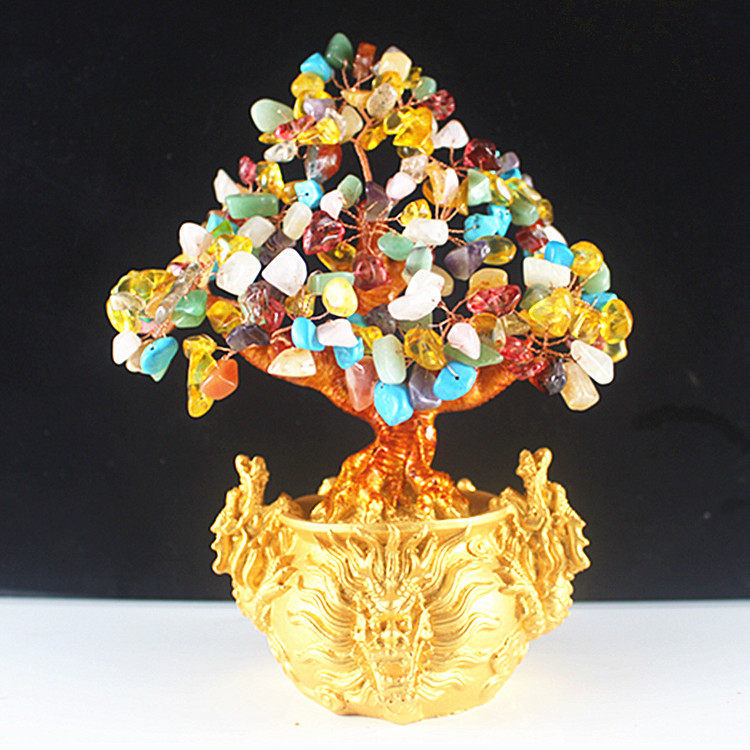 五彩水晶发财摇钱树家居酒柜玄关办公桌面招财小摆件乔迁开业礼物,淘宝优惠券,粉丝福利购,淘宝优惠卷