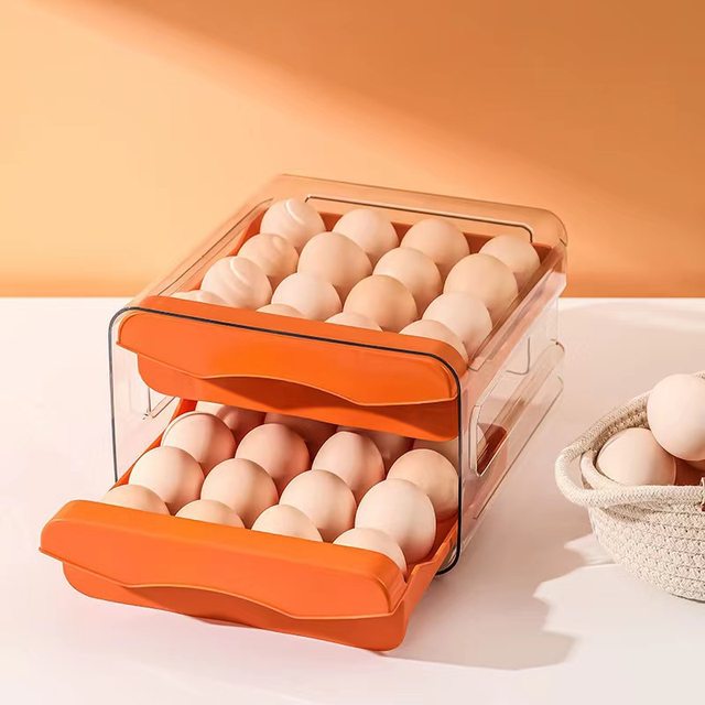 Egg storage box drawer refrigerator fresh-keeping box kitchen egg rack transparent box anti-fall egg grid