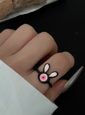 红眼兔戒指开口设计可爱亚比配饰