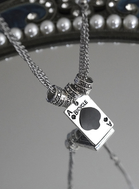 扑克牌黑桃a圆环拼接项链