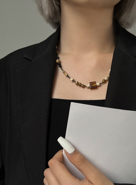 KANSAI咖色方块串珠项链拍3付2