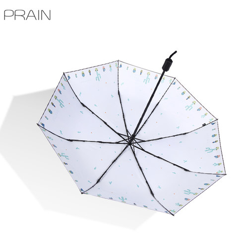 PRAIN两用晴雨伞女太阳伞折叠防晒防紫外线小清新创意遮阳伞简约 - 图2