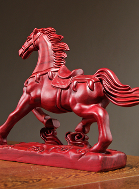 红花梨木雕马摆件实木十二生肖动物马家居公司开业送礼红木工艺品