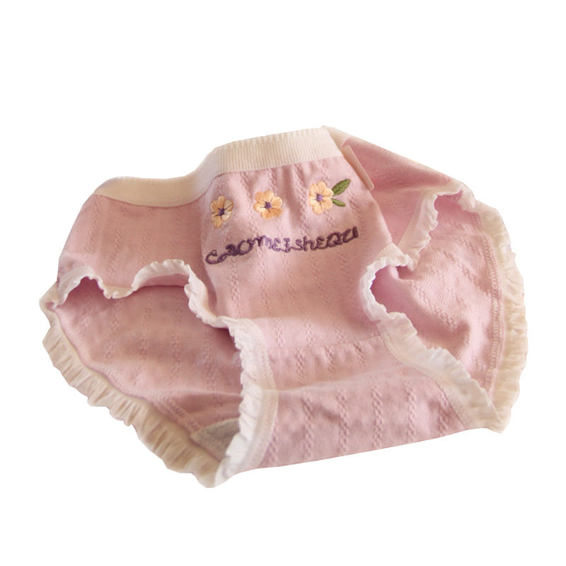 A类婴儿棉抑菌裆三角内裤女童纯棉刺绣雏菊中腰碎花少女孩甜美ins,淘宝优惠券,粉丝福利购,淘宝优惠卷