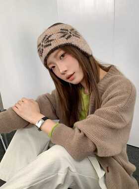韩系宽边针织毛线发带女新款多功能百搭护耳保暖头套时尚耳套头巾