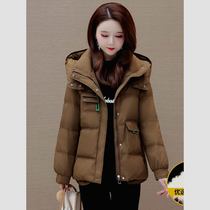 Temperament Fashion Short down Down Clothes Woman 2023 Winter New Korean version Splicing Commute Pure white duck suede jacket