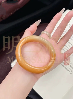 云南龙陵老料黄龙玉冰种手镯黄翡翠玉石精品黄玉镯子