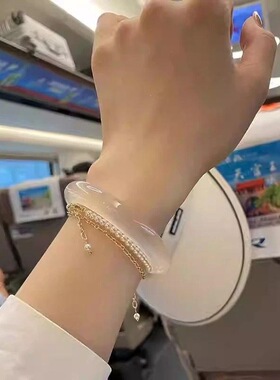 白月光石英玉手镯高冰正品货真玉白月光手镯