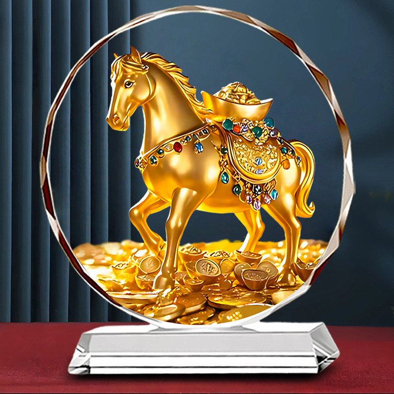 生肖马招财马上有钱马年水晶摆件桌面装饰办公室风水摆件乔迁送礼,淘宝优惠券,粉丝福利购,淘宝优惠卷