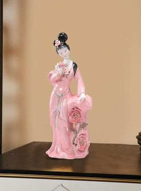 仕女侍女陶瓷装饰摆件