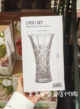 Costco开市客KingCrystal喜悦玻璃花瓶2只装现代简约室内客厅餐厅
