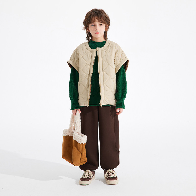 植木童装桂花针织卷边灯笼袖男童女童毛衣中大童2024秋冬新儿童II