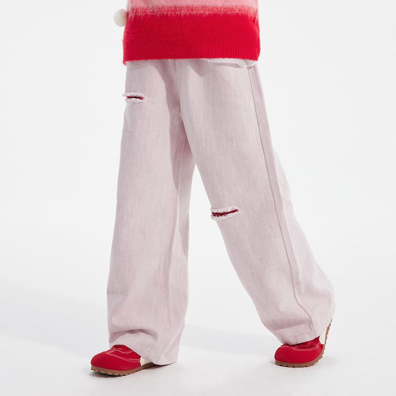 植木童装女童裤子2025秋冬新款中大童男童裤子休闲牛仔裤儿童裤子 - 图1