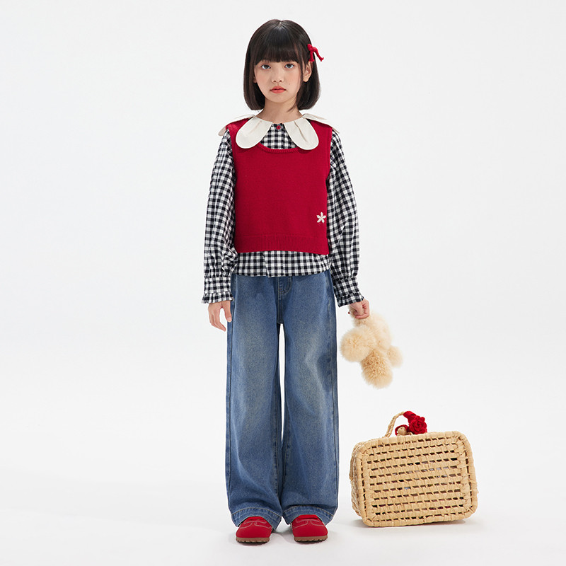 植木童装女童裤子2025秋冬新款中大童直筒阔腿裤牛仔裤儿童裤子,淘宝优惠券,粉丝福利购,淘宝优惠卷