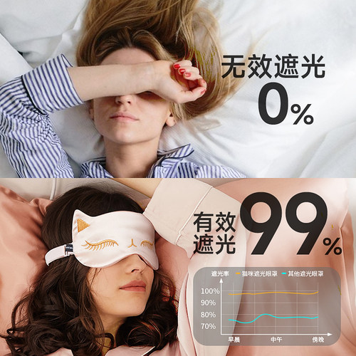 女士专用遮光睡眠真丝眼罩0压感桑蚕丝助眠缓解眼疲劳眼罩1116 - 图0