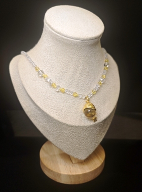 白水睡帽少女项链锁骨链