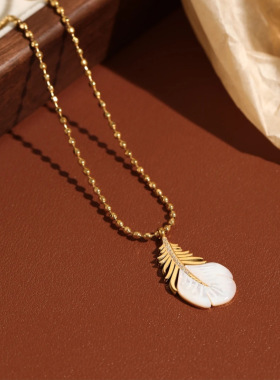 日本gentle motto贝壳羽毛项链不掉色女轻奢小众夏季高级感毛衣