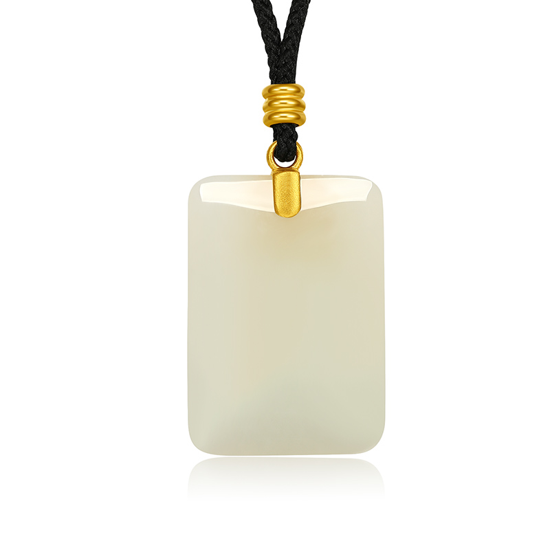 六桂福珠宝福牌黄金吊坠女款金镶玉项链锁骨链和田玉足金挂坠 六桂福珠宝福牌黄金吊坠女款金镶玉项链锁骨链和田玉足金挂坠