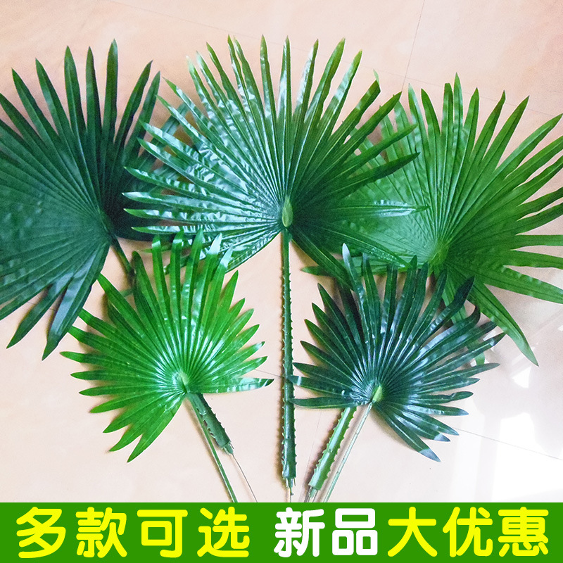 仿真植物扇葵叶棕树叶胶布丝布单片保鲜棕榈树叶仿真大小葵树叶子 - 图0