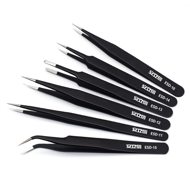 Stainless steel anti-static tweezers bird's nest tip Anlixin