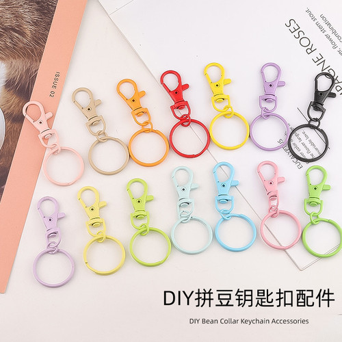 烤漆手工拼豆挂扣diy钥匙扣环扣鱼嘴扣弹簧圈门扣挂件挂链材料包 - 图0