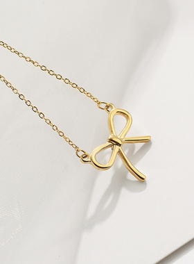 淑女蝴蝶结金钛钢锁骨链