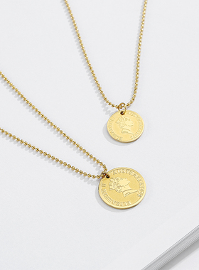 女王头像仿钱币镀项链网红同款