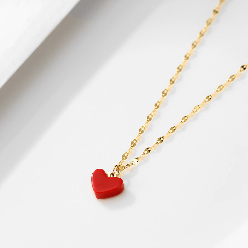 森系小红心桃心日韩版时尚锁骨链 carlidana卡丽丹娜项链