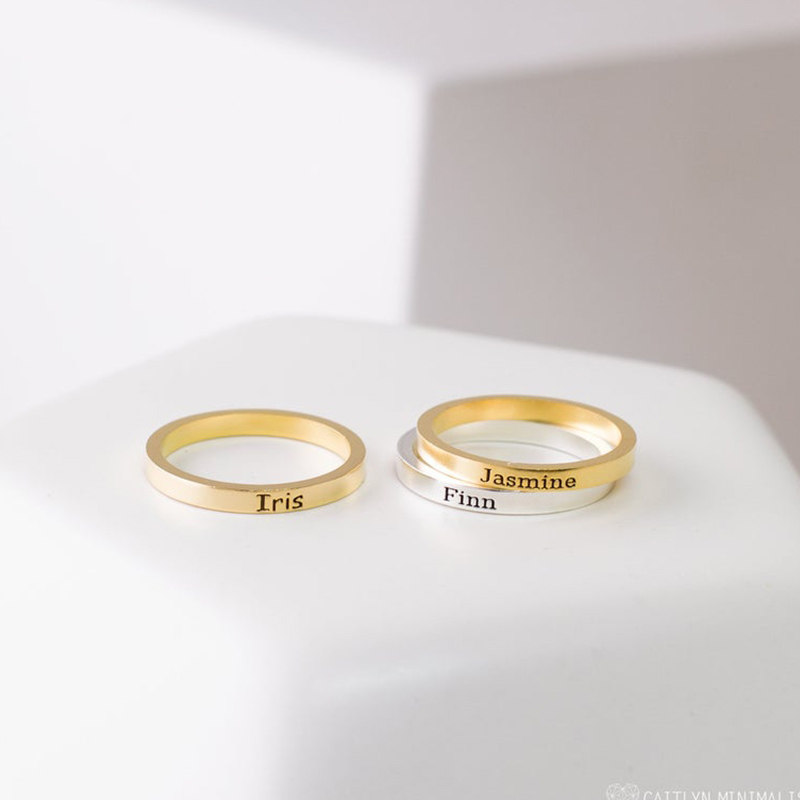 定制刻字钛钢14k镀金男女戒戒指环 carlidana卡丽丹娜戒指/指环