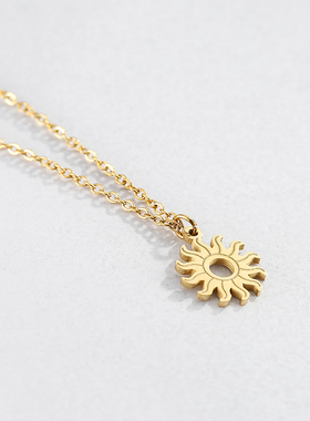 希腊神话太阳神项链IPG14K镀金欧风简约复古冷淡风小众个性锁骨链