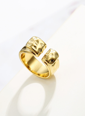 镀金开口戒指欧美风时尚钛钢