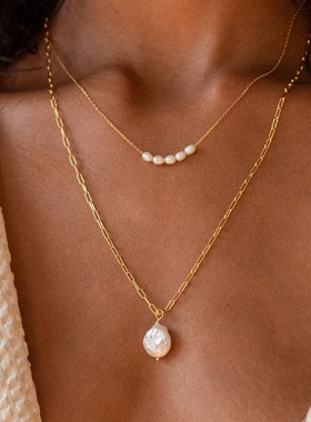 钛钢IPG14K金女锁骨链