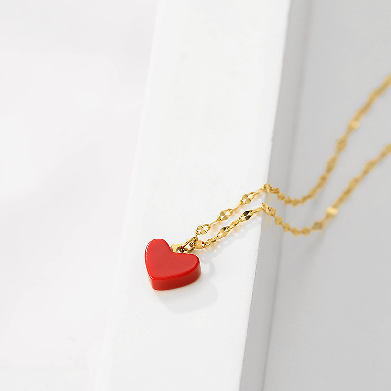 森系小红心桃心日韩版时尚锁骨链 carlidana卡丽丹娜项链