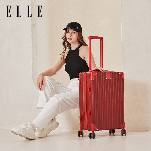 ELLE法国轻奢行李箱拉链款旅行箱小型登机箱时尚潮流拉杆箱大容量 - 图0