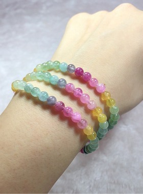 糖果色碧玺甜美风一物一图手链