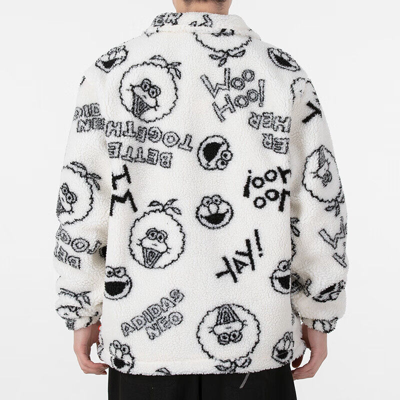 Adidas阿迪达斯男女同款秋季摇粒绒夹克印花宽松休闲外套HD7298-图1