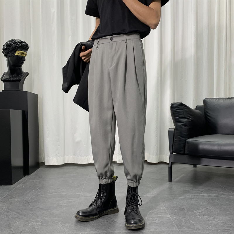 韩版男士靴裤秋季西裤潮牌宽松束脚配马丁靴的裤子九分哈伦休闲裤,淘宝优惠券,粉丝福利购,淘宝优惠卷